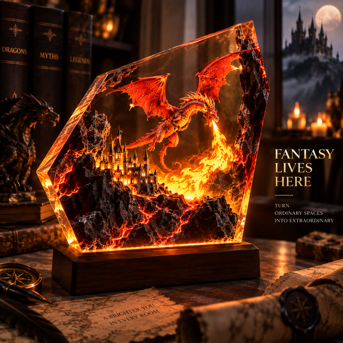 Fire Dragon Halloween Lamp By Aevero